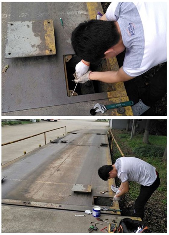 更換電子地磅傳感器現(xiàn)場